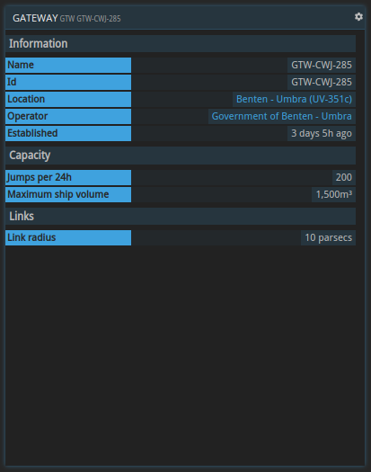 GTW command: gateway information