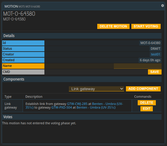 GTW command: gateway information