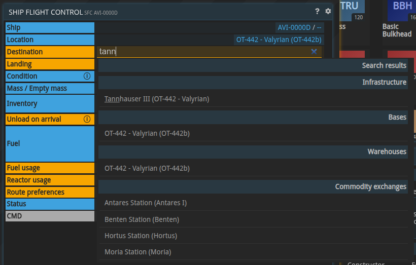 Location selector with a highlighted gateway
