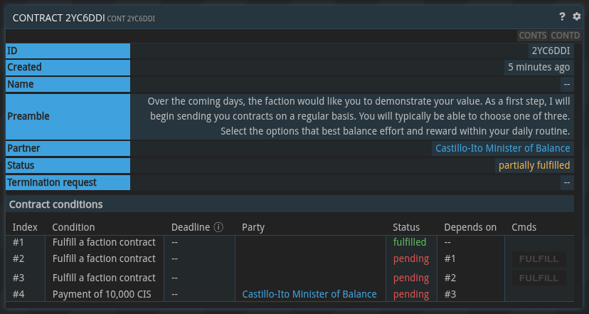post-tutorial contracts - fulfill faction contracts