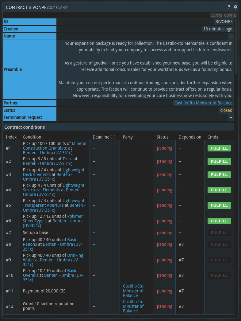 post-tutorial contracts - set up a new base
